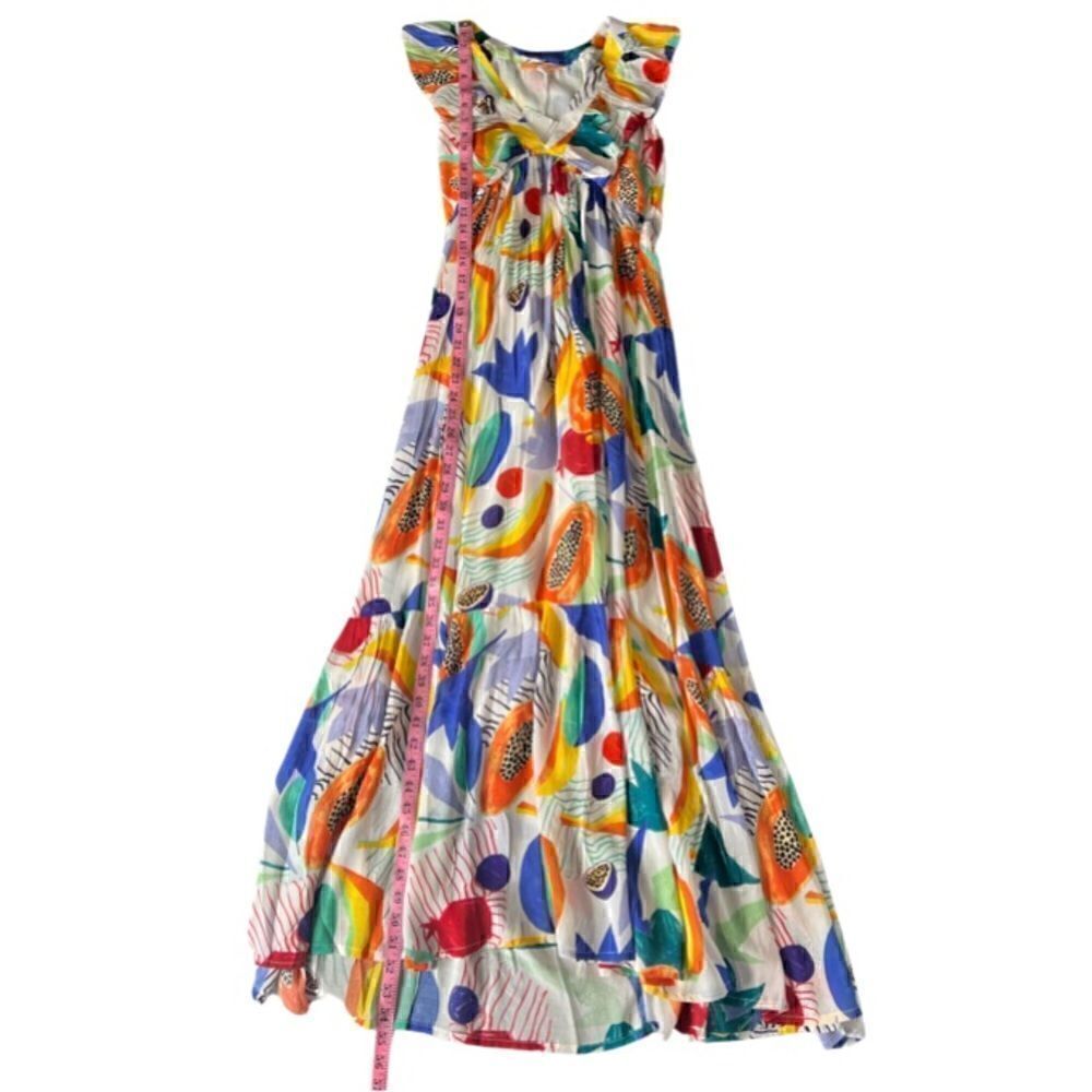 OLIPHANT Ruffle V-Neck Maxi in Papaya Yellow, Silk Blend. Vibrant! Size XS. NWT! - Picture 14 of 16